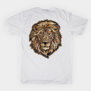 Embroidered Lion's Head Patch Design T-Shirt